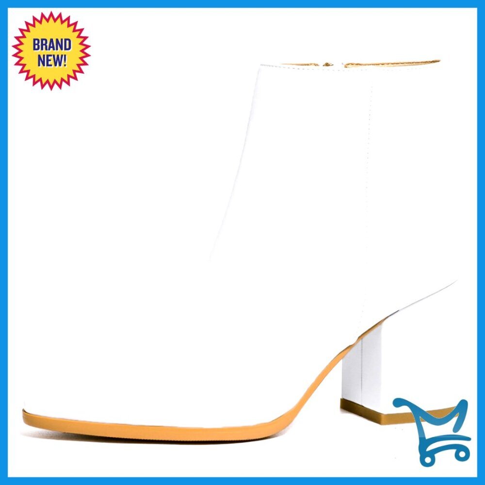 Women's Ankle Booties with Chunky Heel Pointed Toe Side Zipper
